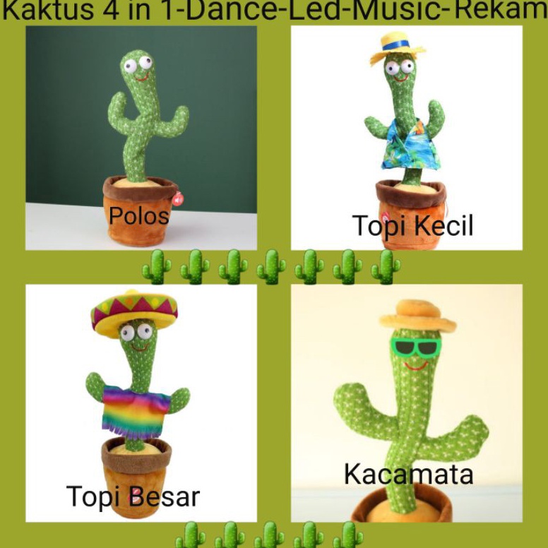 Paket Ekslusif hero Mainan Anak Boneka Musik Kaktus Joget Menari Bisa Ngomong Rekam Suara  Dancing C