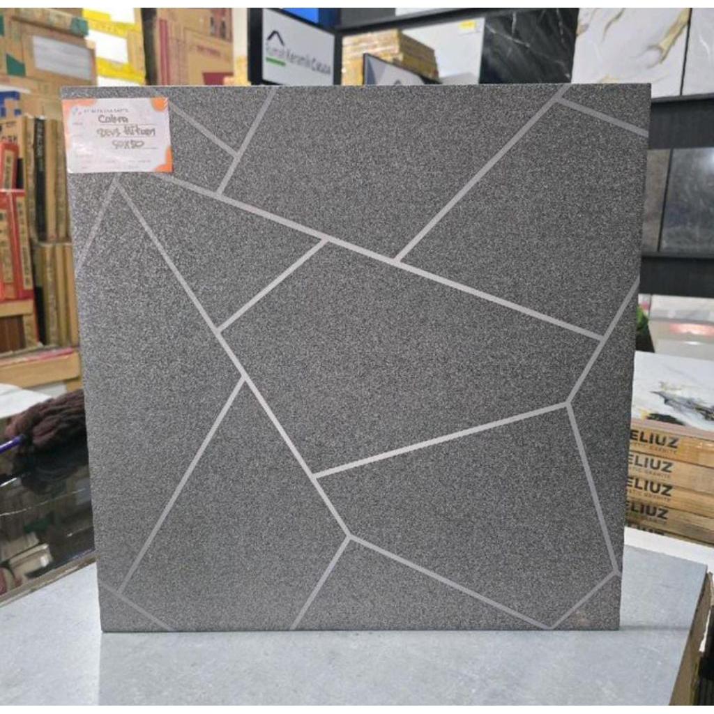 keramik lantai Garasi/ teras matte 50x50 Zeus Hitam - cakra
