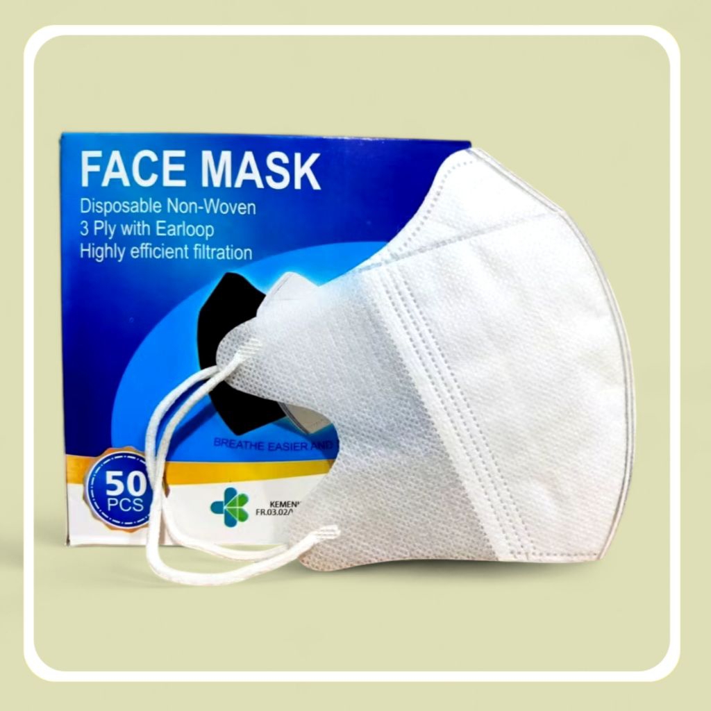 Masker Duckbill Face Mask 3ply Warna Hitam Putih Disposable Mask isi 50 pcs