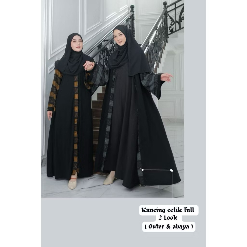 Gamis Arab Hitam Jetblack Outer / Busui