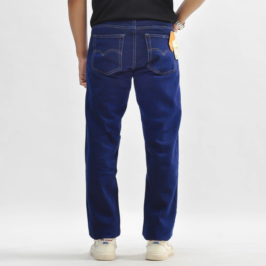 celana panjang pria celana jeans panjang standar reguler dewasa jumbo ukuran 27-44 hitam biru celana