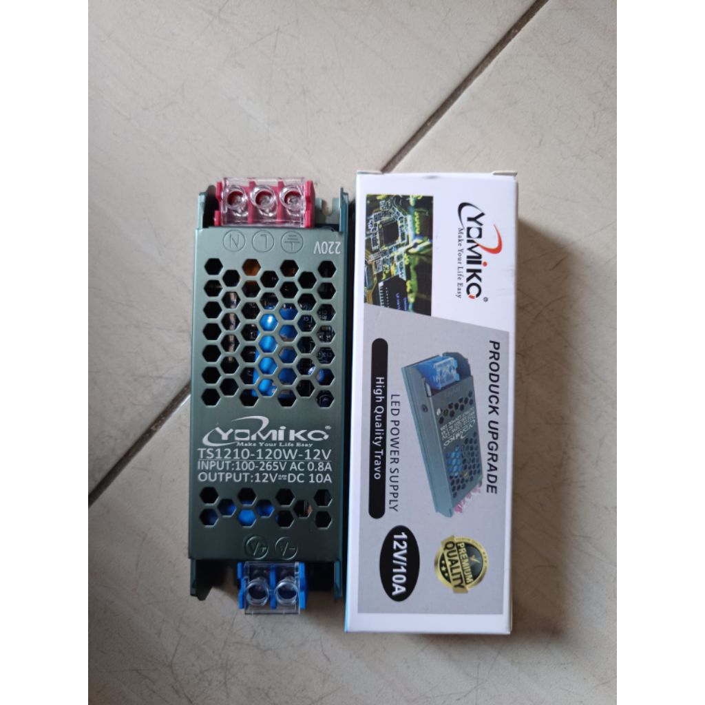 Power Supply Slim 10A 12V Yomiko/Travo Adaptor Slim Dc 12V