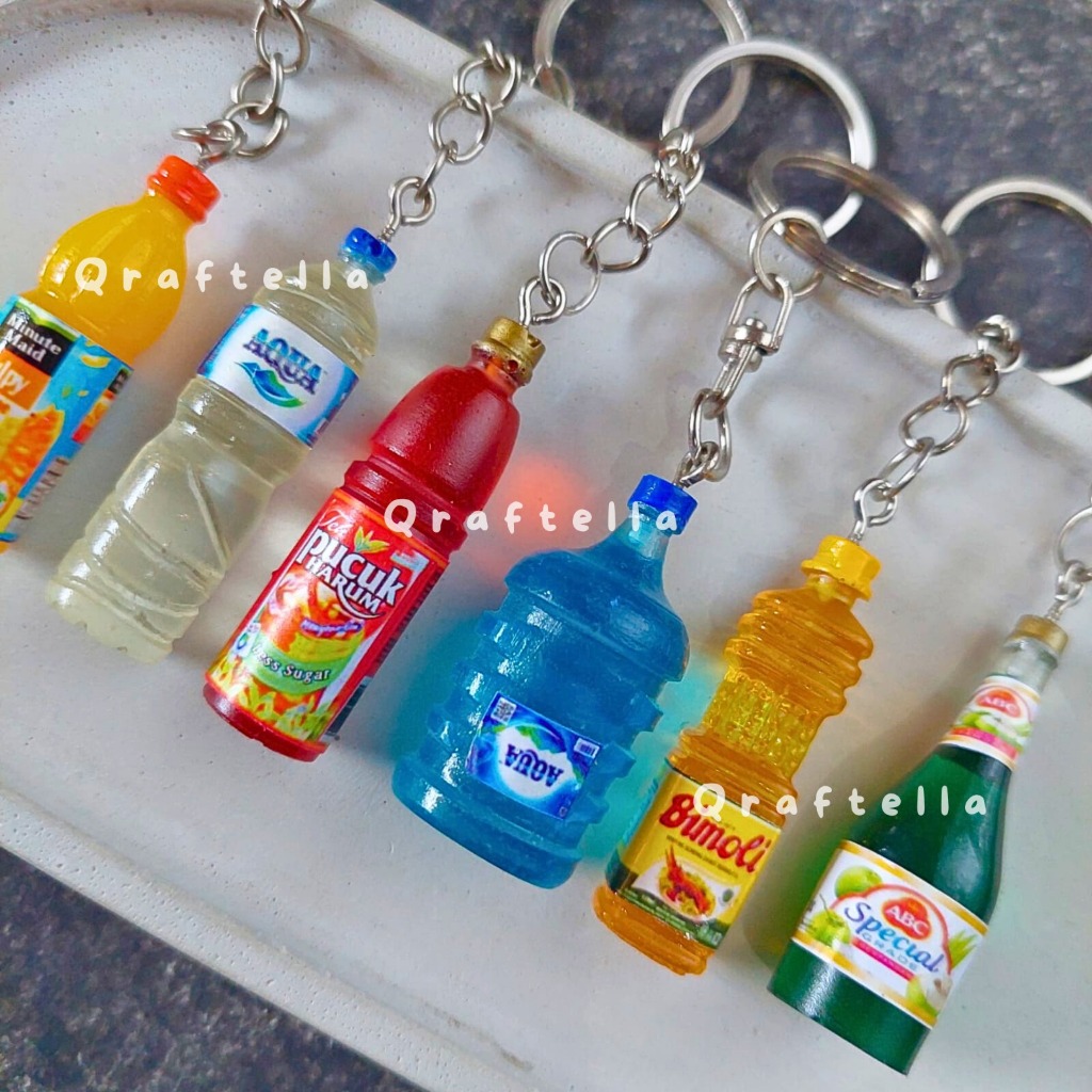 Gantungan Kunci Miniatur Minuman Botol || Ganci unik miniatur jajan || Keychain Unik Resin || Bag Ch
