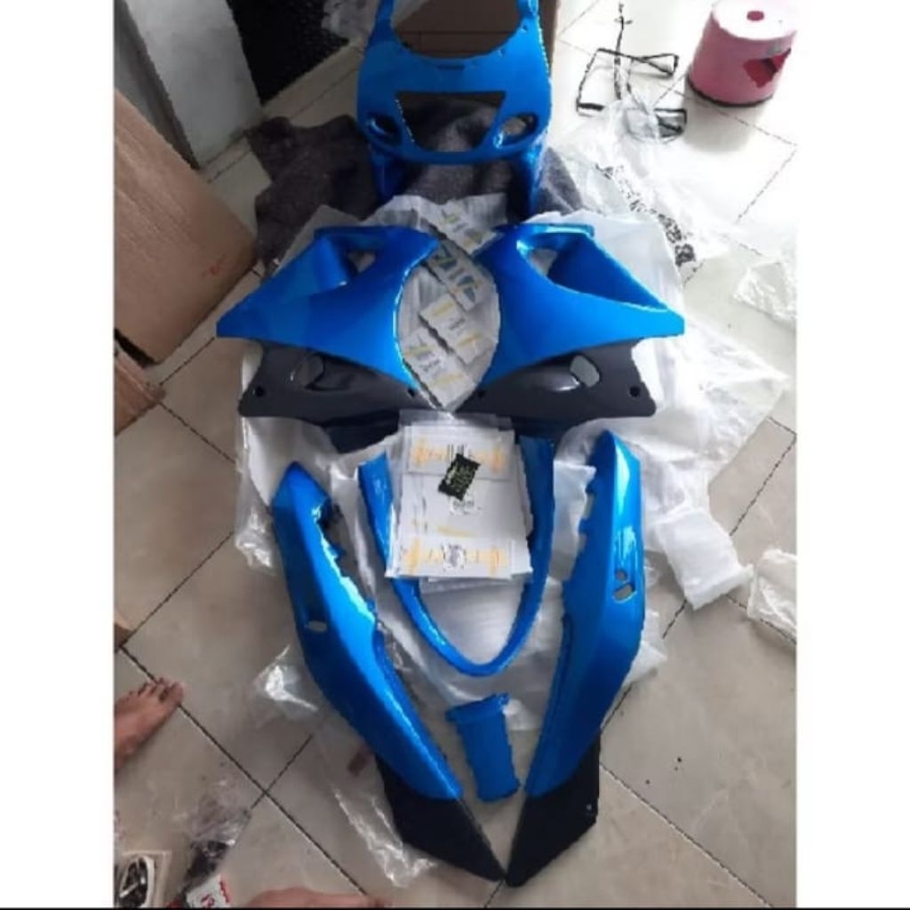 BODY FULL SET FAIRING BARONG NINJA RR OLD ZX CBU BIRU MUDA ORIIGINAL KAWASAKI