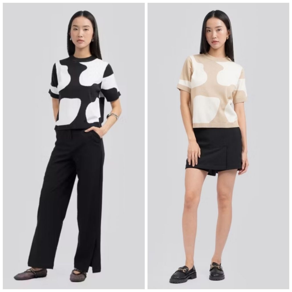 EXECUTIVE ATASAN WANITA TOP KNIT ANIMAL PRINT