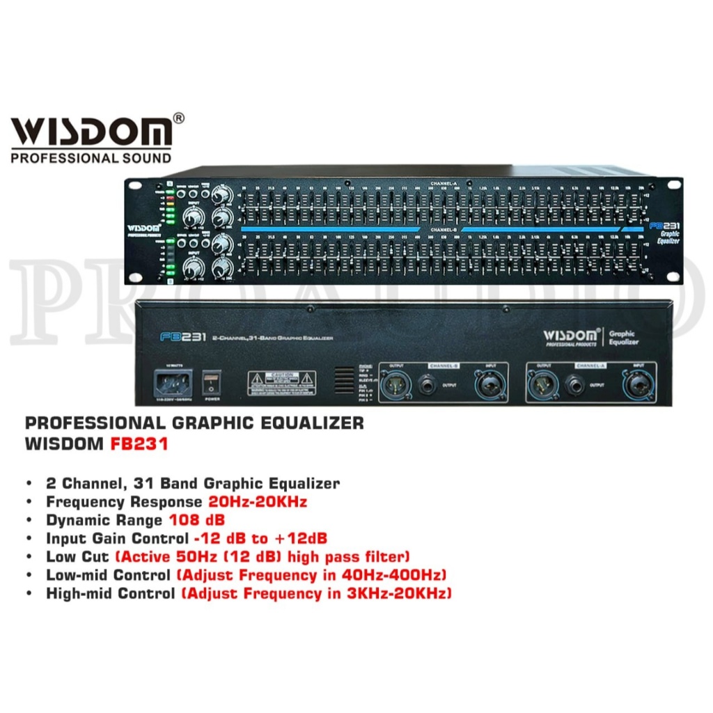 Equalizer Wisdom FB 231 / FB231 / FB-231 Dual 31 Band Stereo Graphic Wisdom FB-231 /Wisdom FB 231 Eq