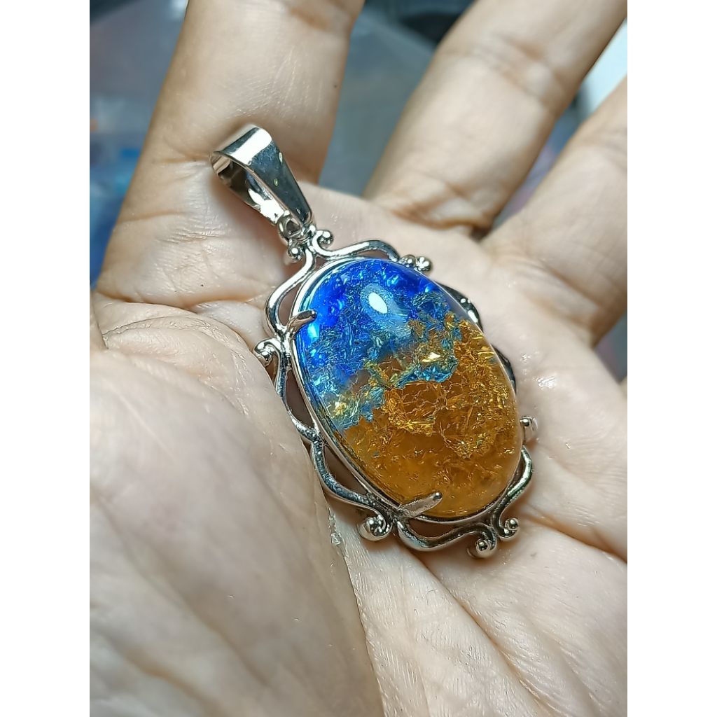 Bandulan liontin kalung citrin retak seribu batu dim 20x30 mm untuk pria dan wanita