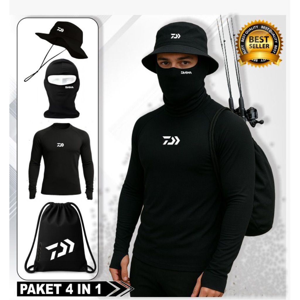 Paket Hemat Set Kaos Jersey Mancing Buff Mancing Topi Mancing Tas Mancing Buff Topeng Mancing Anti U