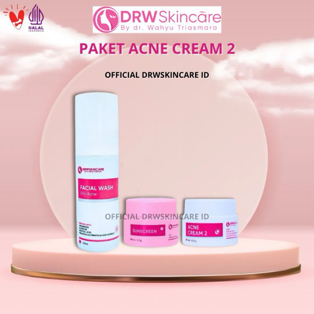 DRW SKINCARE PAKET ACNE BRIGHTENING ACNE CREAM 2 KRIM BEKAS JERAWAT KUSAM FLEK HITAM MENCERAHKAN
