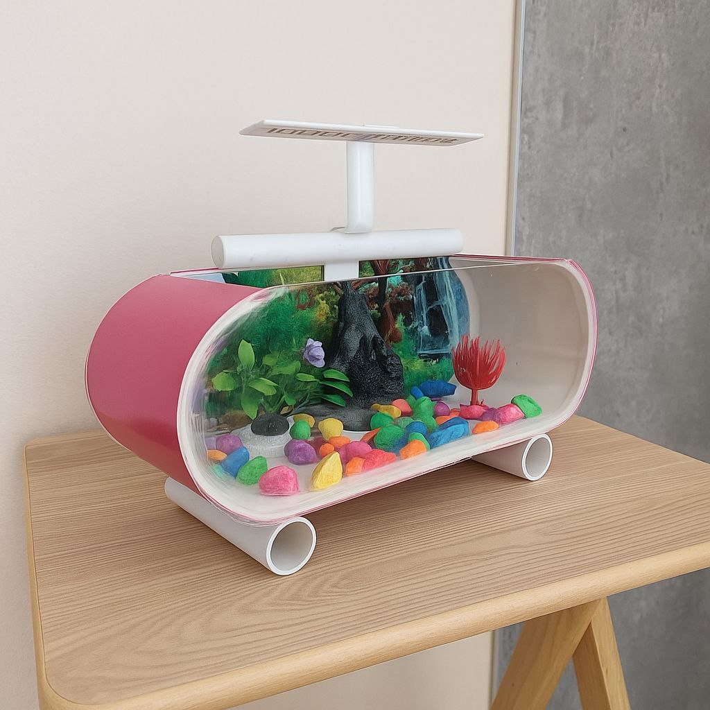 akuarium mini full set Lengkap Aquarium Minimalis Termurah Warna Pink