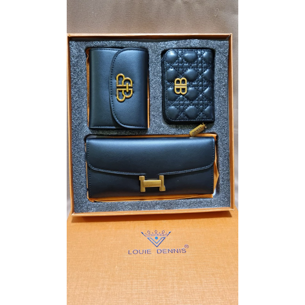 Set Gift Dompet Hitam Wanita Preloved Second Branded