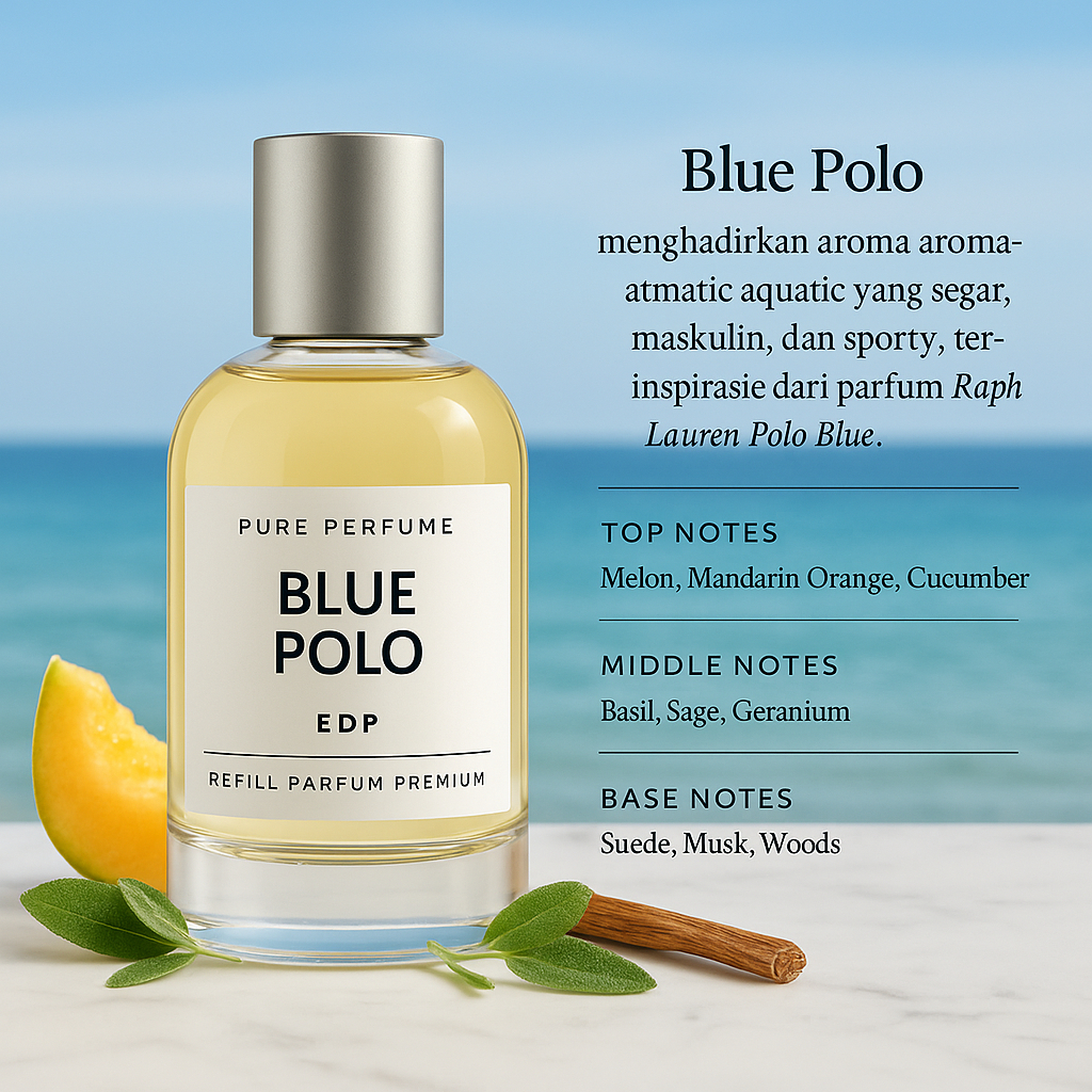 BLUE POLO BY PURE PERFUME | REFILL PARFUM PREMIUM PRIA TAHAN LAMA