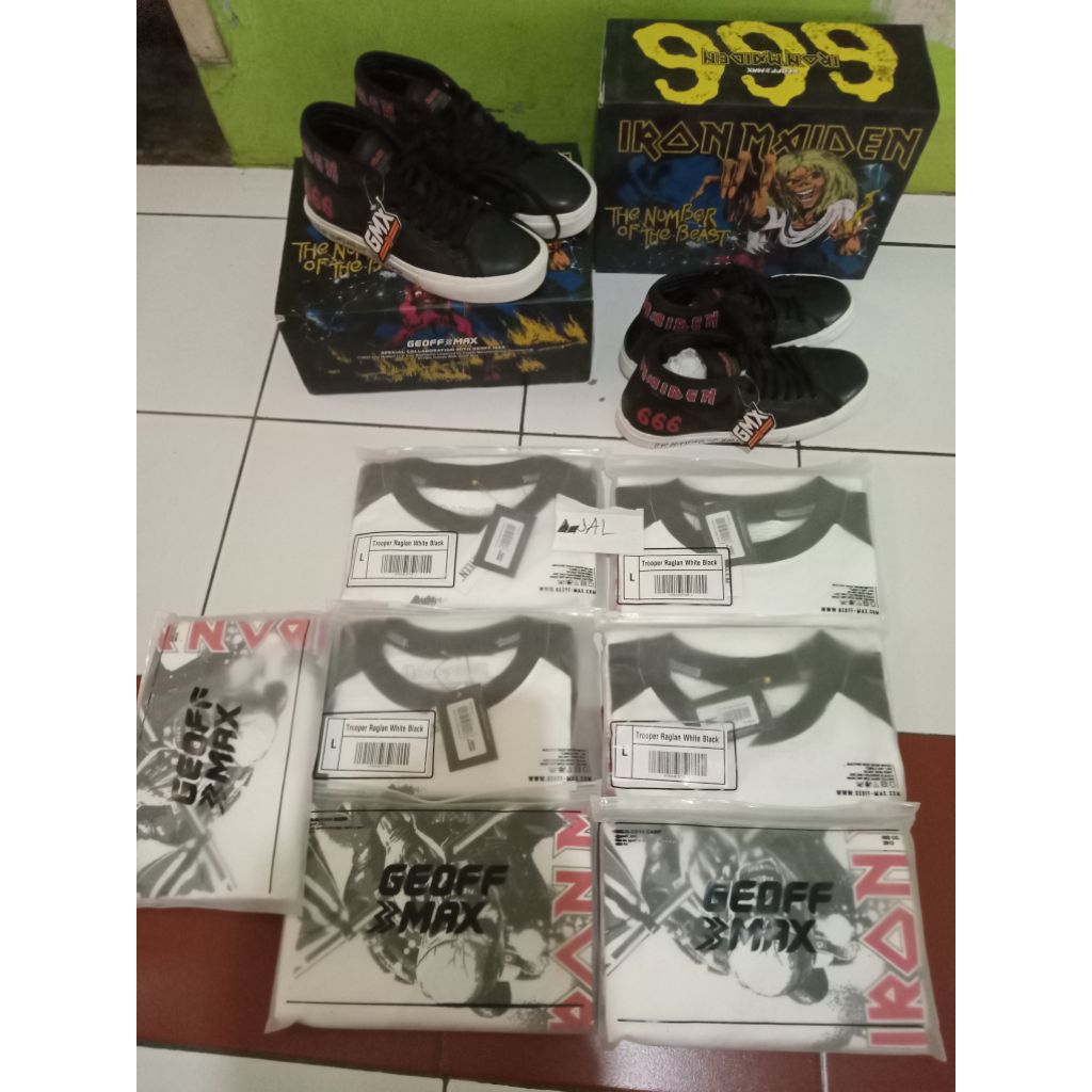 GEOFF MAX X IRON MAIDEN- RAGLAN TROOPER WHITE BLACK