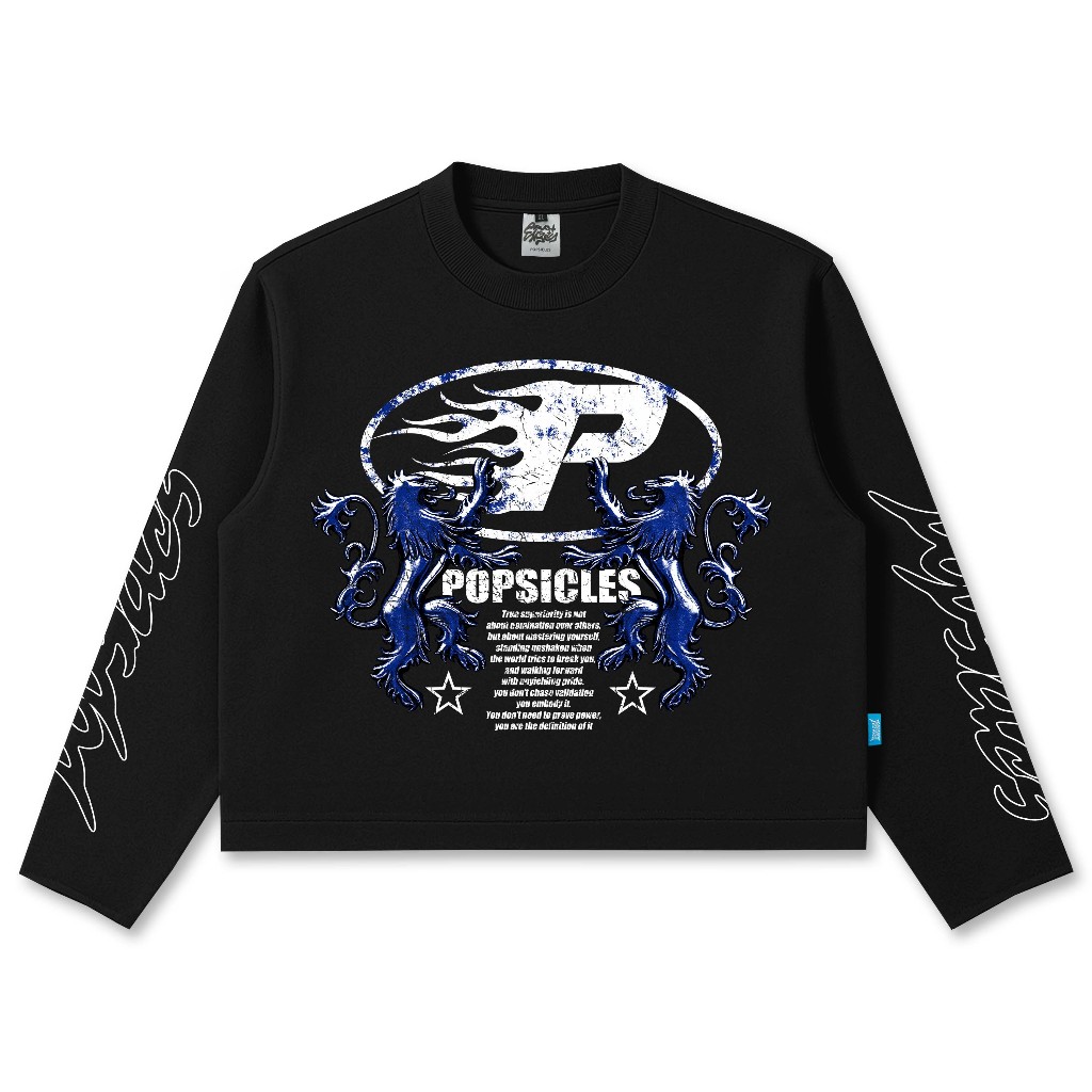 Popsicles Boxy Long Sleeve Tshirt Untamed Black Unisex - Cotton Combed 20s