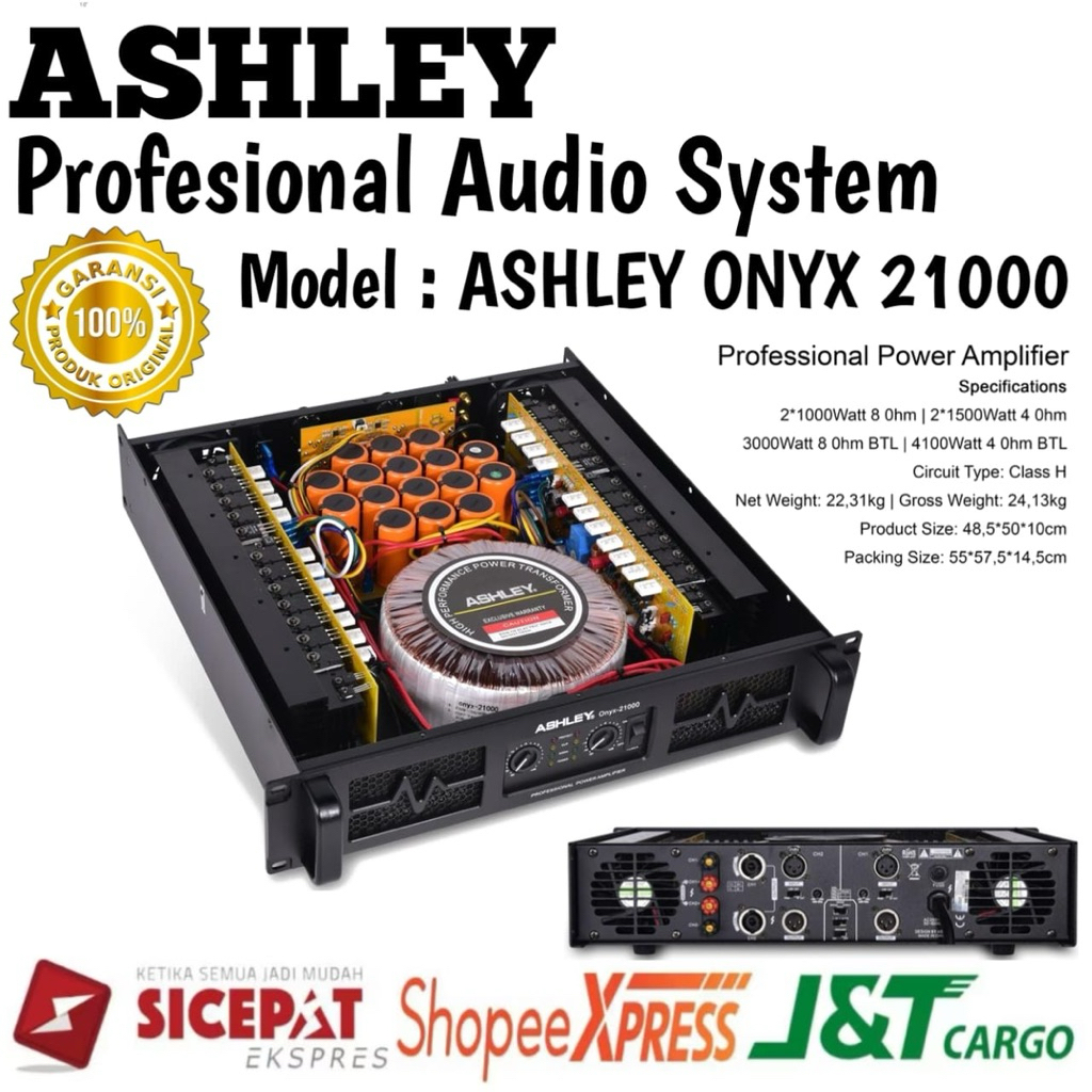 Power Amplifier Ashley Onyx 21000 Original Power amplifier Ashley 2 Channel Class H