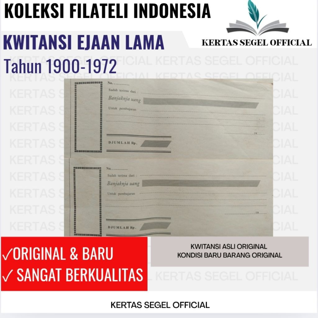 KWITANSI EJAAN LAMA TAHUN 1900-1972 NEW
