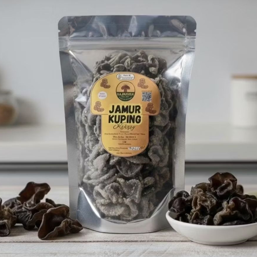 

Promo !!! Jamur Kuping Krispy Rajamuran (Rasa Juara, Gizi Untuk Keluarga) Netto 80 Gram NO MSG Bisa COD