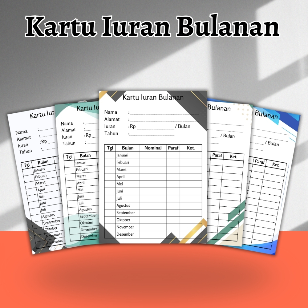 Kartu Iuran Bulanan, kartu iuran untuk keamanan, iuran kebersihan, iuran sosial dan lainnya
