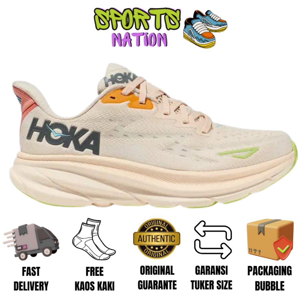 Sepatu Running Hoka Original Hoka Clifton 9 Vannila astral