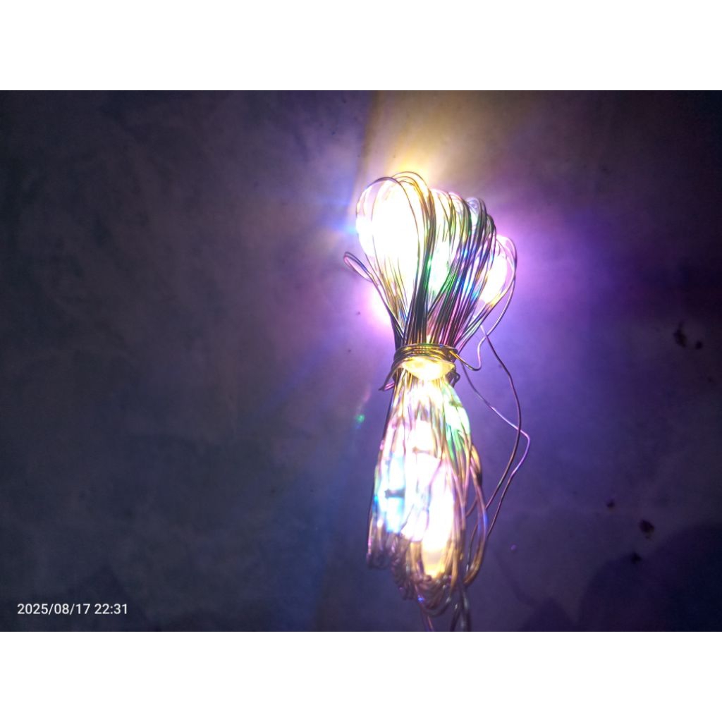 lampu kawat led 3 meter warna warni + baterai