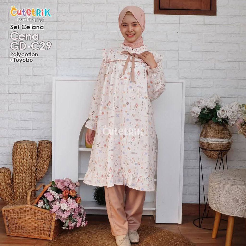 KOREAN STYLE CUTETRIK SETELAN TUNIK ANAK PEREMPUAN CENA INEZ LUCU CANTIK BAHAN RAYON PREMIUN TOYOBO 
