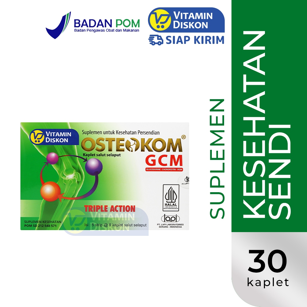 OSTEOKOM GCM TRIPLE ACTION BOX - 30 KAPLET | Suplemen Kesehatan Sendi & Tulang, Nyeri Sendi, Nyeri l