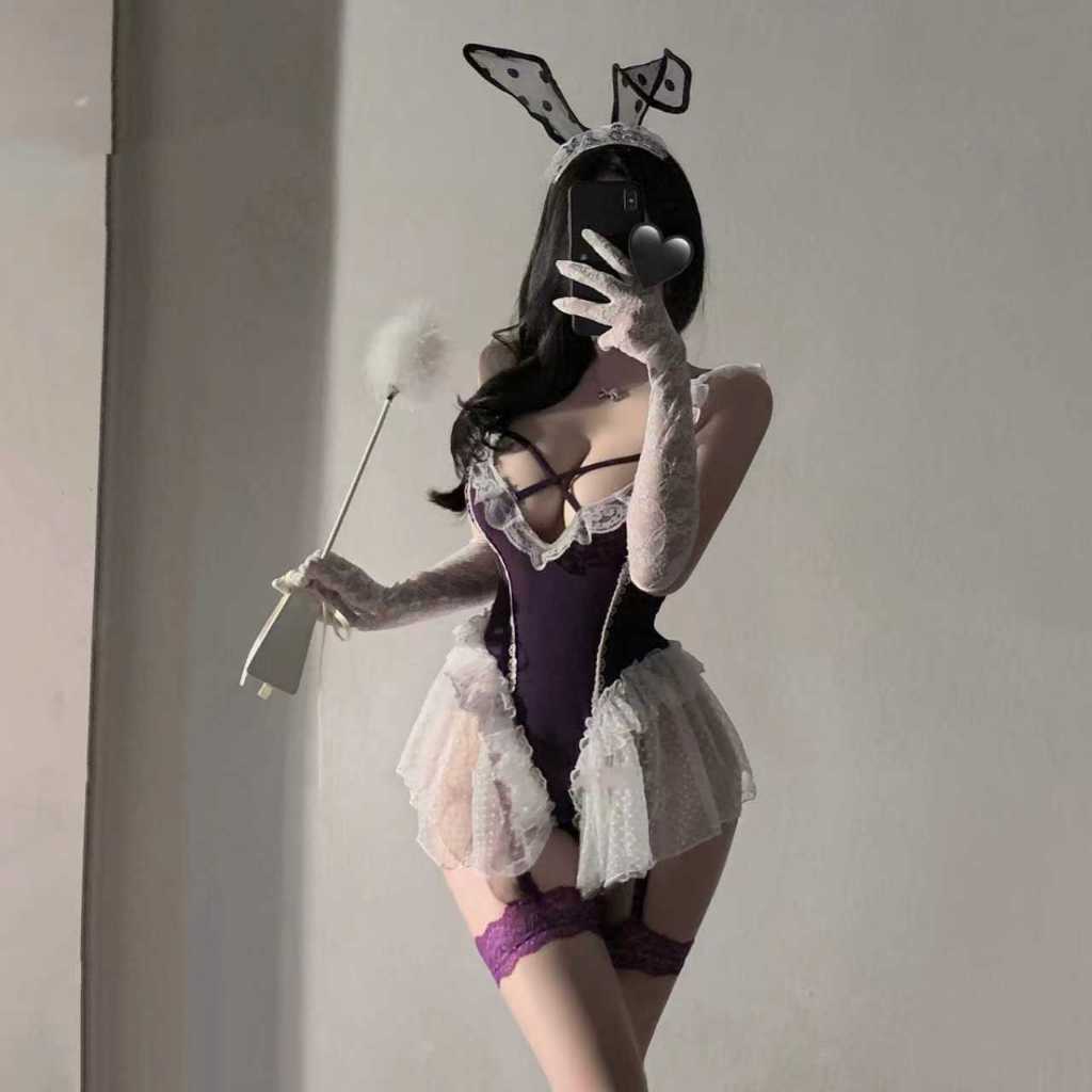 Seri Ungu Set Lingerie Sexy Renda One Size