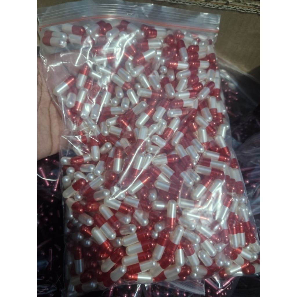 kapsul kosong No 0 / cangkang kapsul ukuran 0 merah putih metalik merek ACG isi 1000 butir