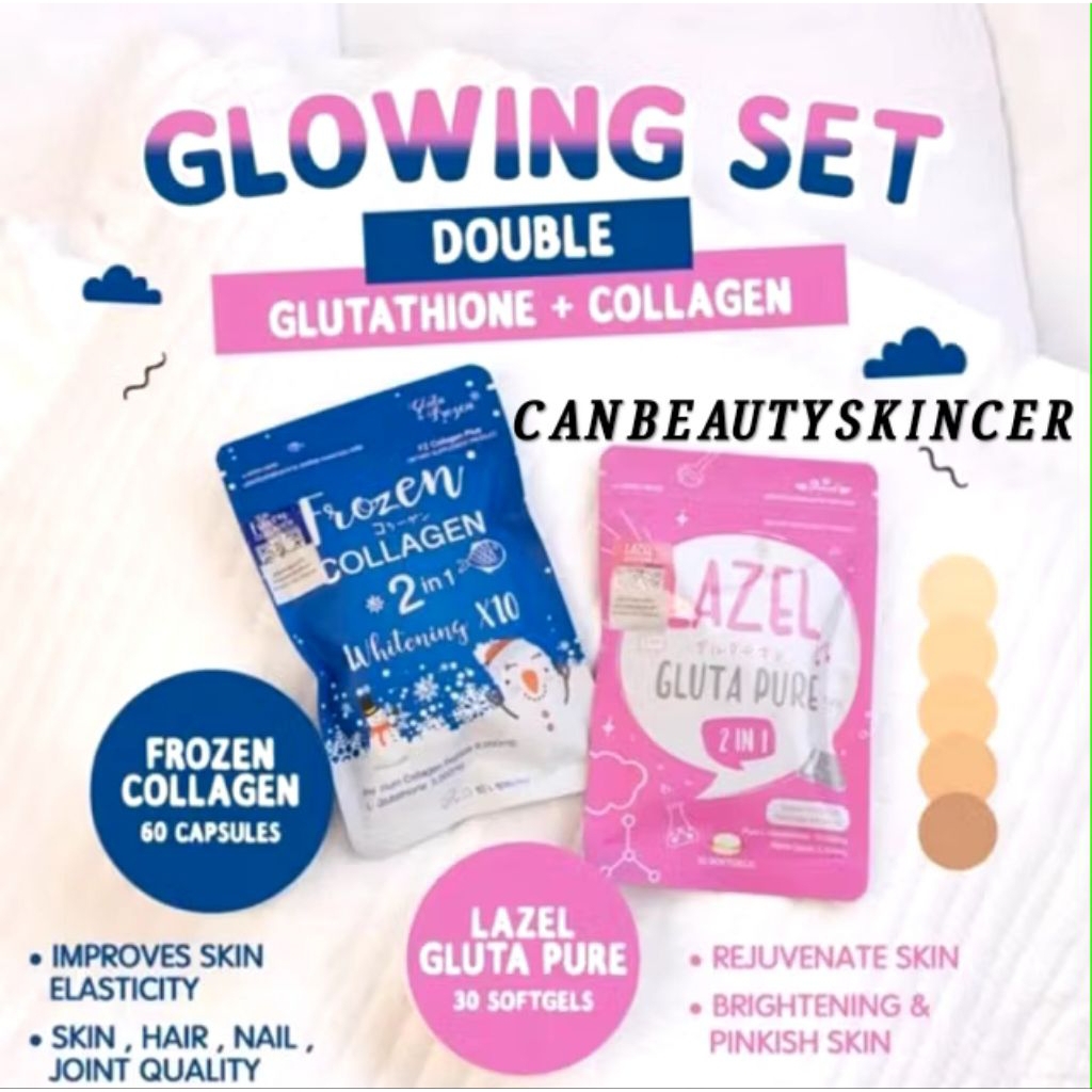 🩷CBS- THAILAND/ 2IN1 GLUTATHIONE + COLLAGEN DOUBLE SET GLOWING KAPSUL PEMUTIH 100℅ ORIGINAL
