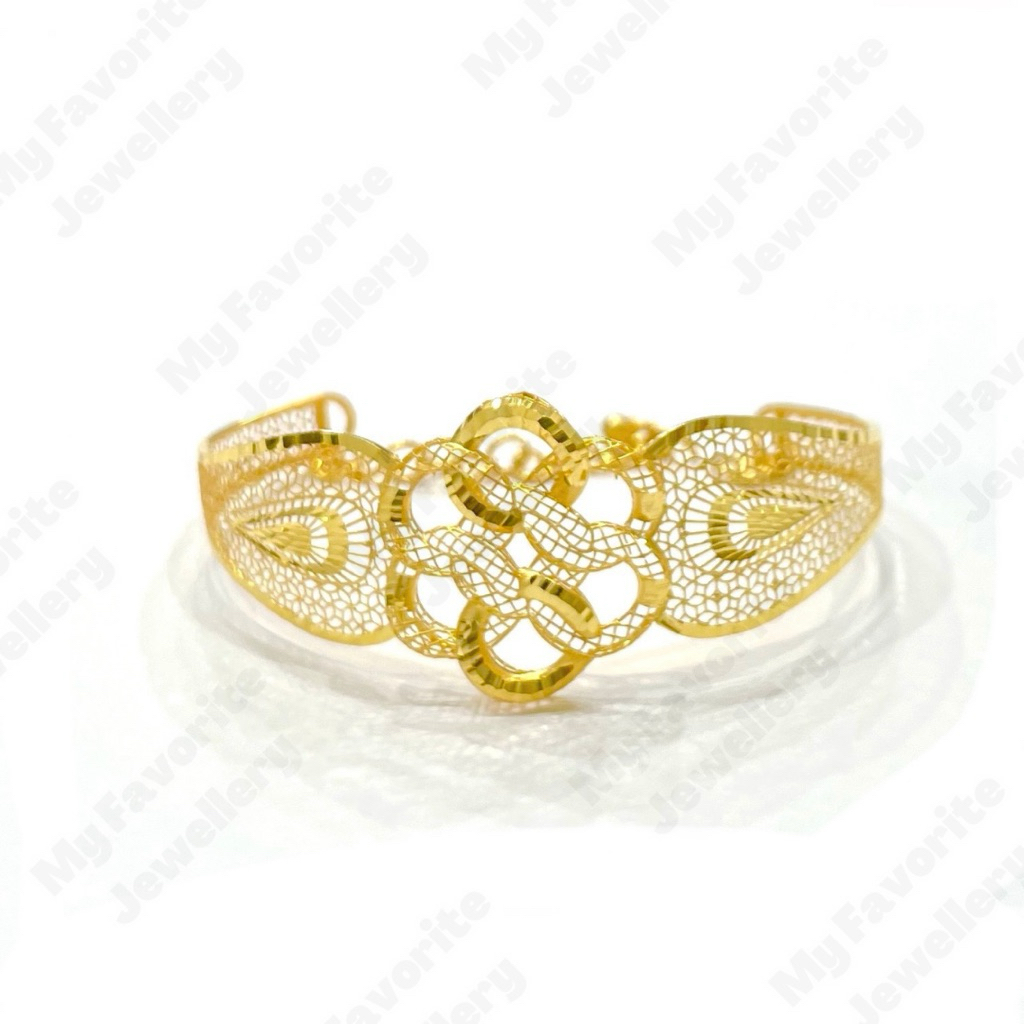 Gelang dan Cincin Kerawang Bunga Emas Asli Kadar 700 16K