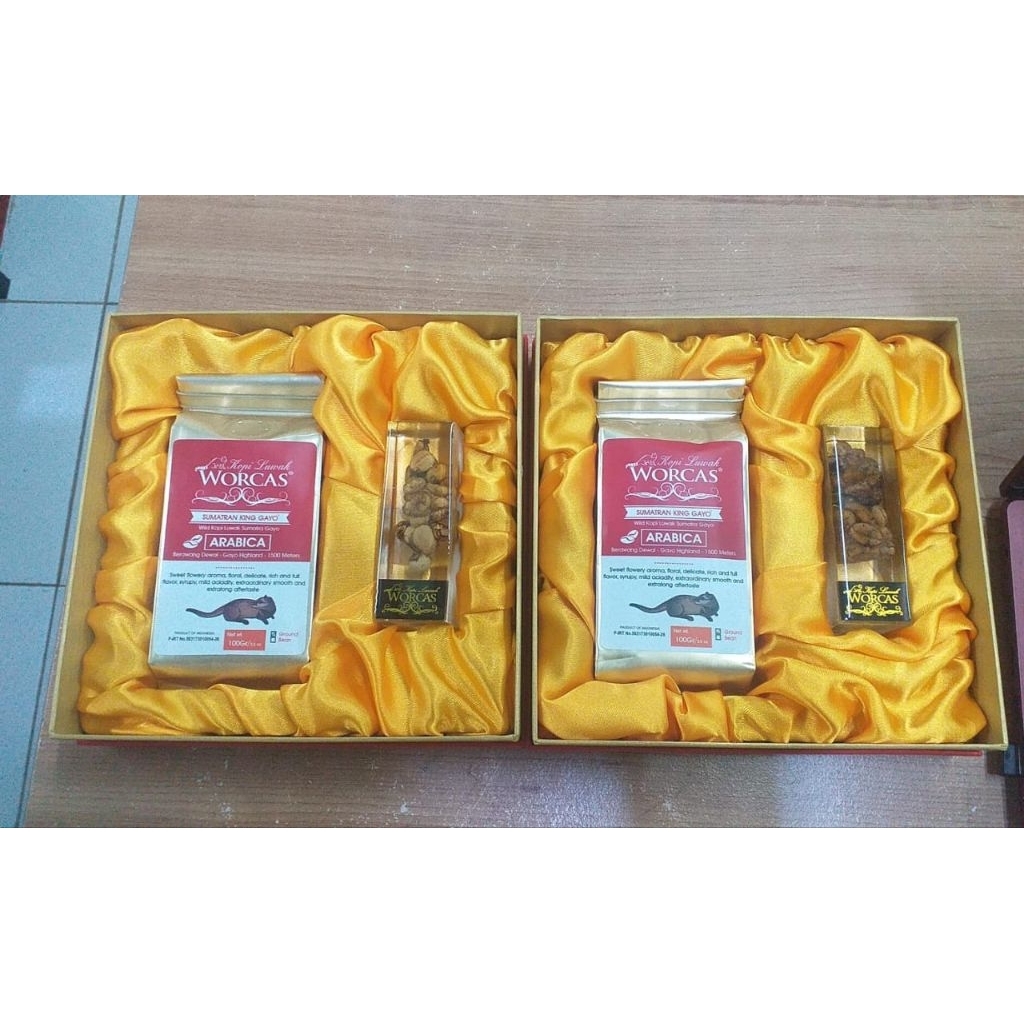 

Worcas Kopi Luwak Liar Arabica Gayo Per 100gram Box Besar