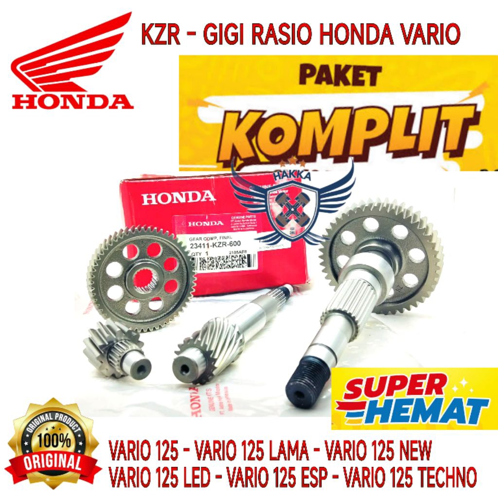 KZR ORIGINAL GIGI RASIO KOMPLIT HONDA VARIO 125 TECHNO, GIGI RASIO HONDA VARIO 125 ESP, GIGI RASIO H