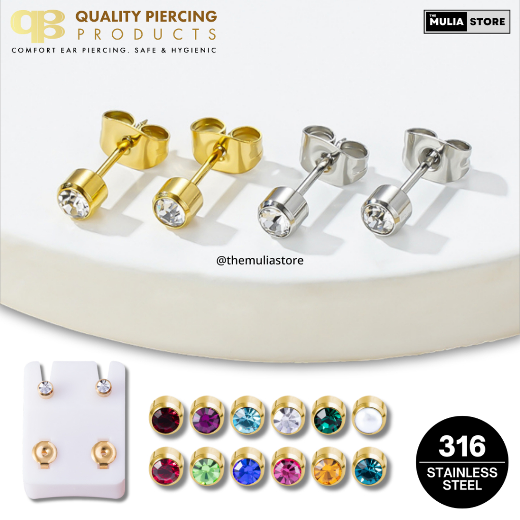 QPP Anting Tindik/Kerabu Tembak/Subang Tembak Bayi/Balita/Anak-Anak/Remaja/Dewasa QPP Original Stain