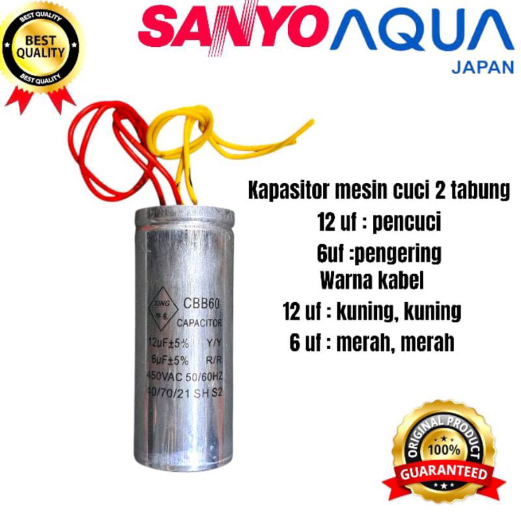 Kapasitor plat mesin cuci 2 tabung Aqua original