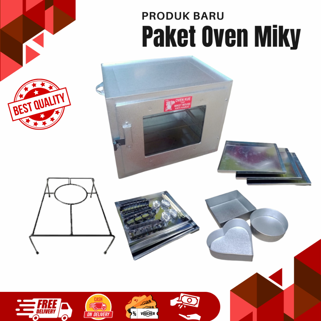 Paket Oven Kompor Miky 3 Susun Plus Loyang dan Cetakan Kue / Oven Kue / Oven Tangkring Kompor Gas