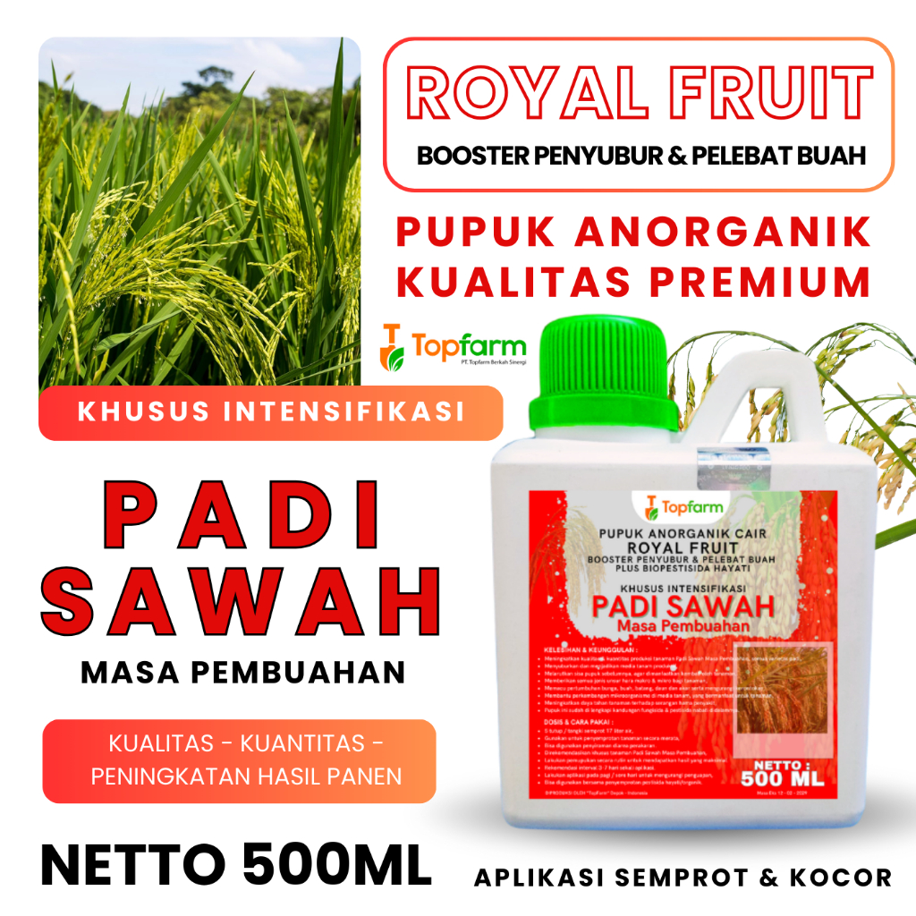 Pupuk Pelebat Buah Untuk Padi/ Pupuk Pembesar Buah Padi/ Pupuk Padi Penambah Berat Anakan Padi/ Pupu