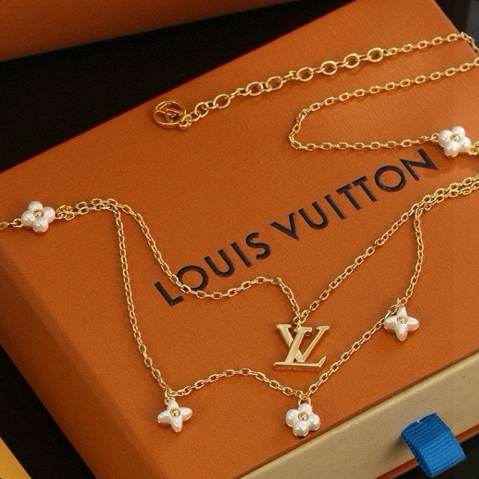 【Emas asli 18K/100%ORI】Louis Vuitton LV Lima Bunga Kalung Wanita/Pearl Necklace/LV necklace/Wanita N