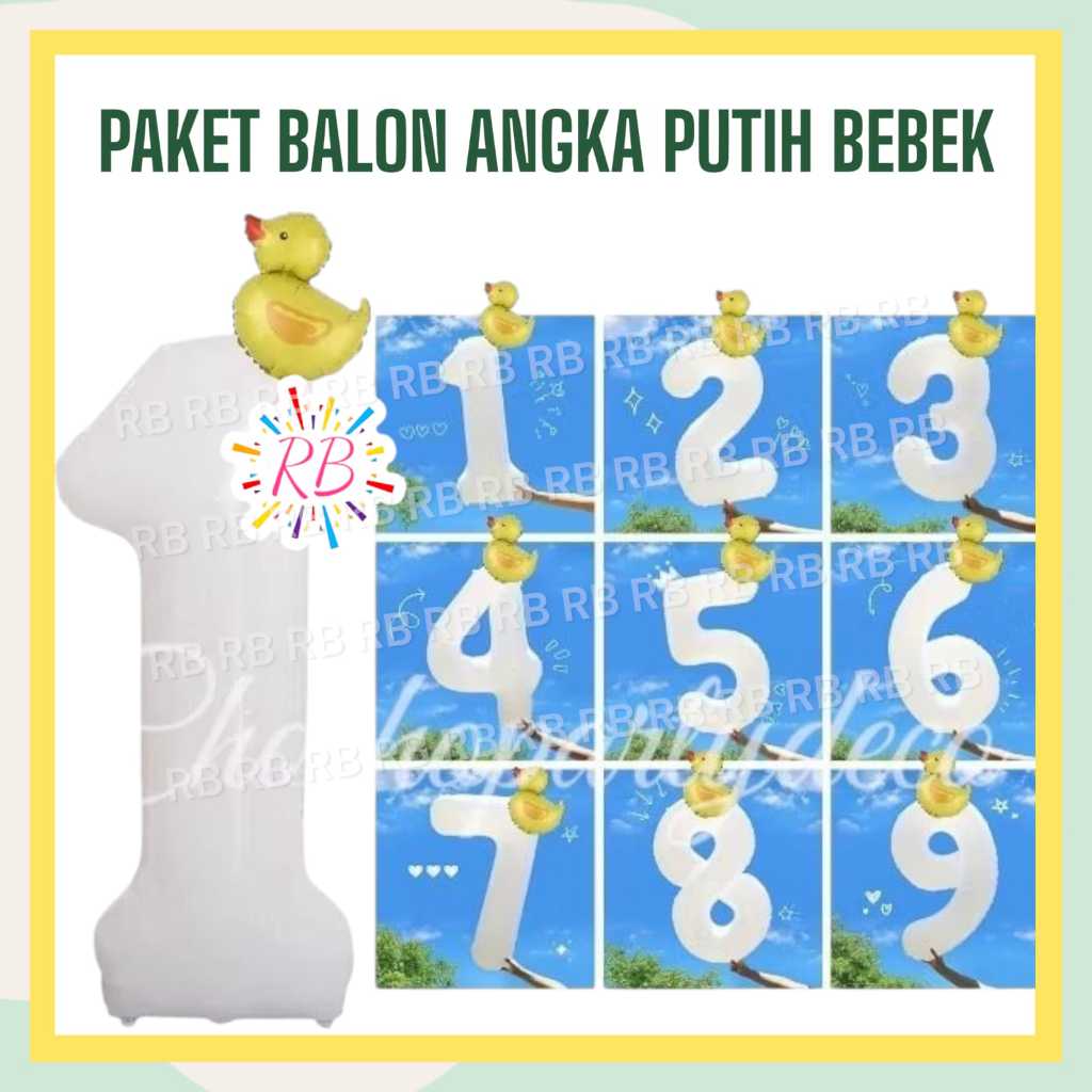 Paket Balon ANGKA PUTIH BEBEK / Dekorasi Ulang Tahun BEBEK