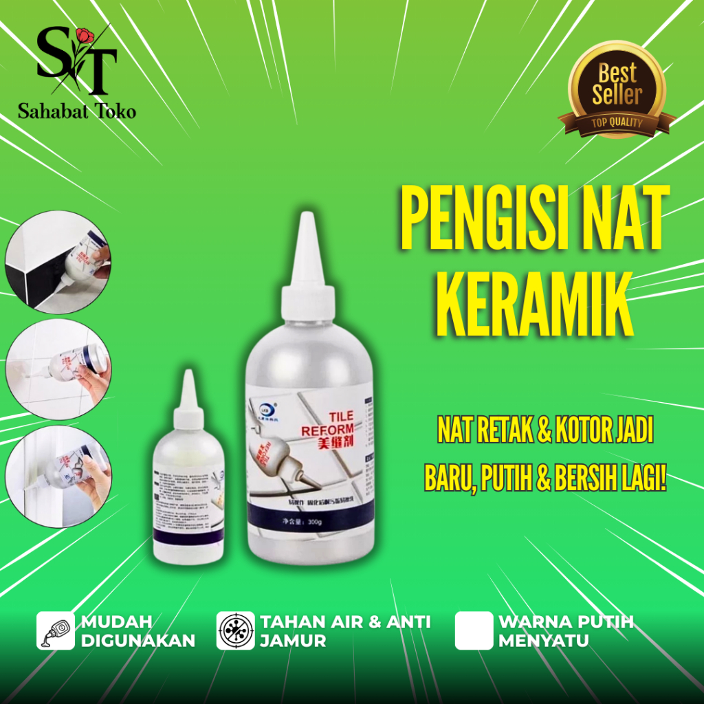 Tile Reform Lem Pengisi Celah Nat Keramik Anti Jamur Coating Waterproof 150ml Warna Putih Lem Ubin S