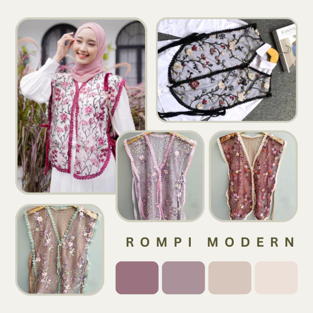 Vest Brokat Tile Garden PREMIUM rompi baju Panjang Wanita vest brukat motif - vest aesthetic - outer