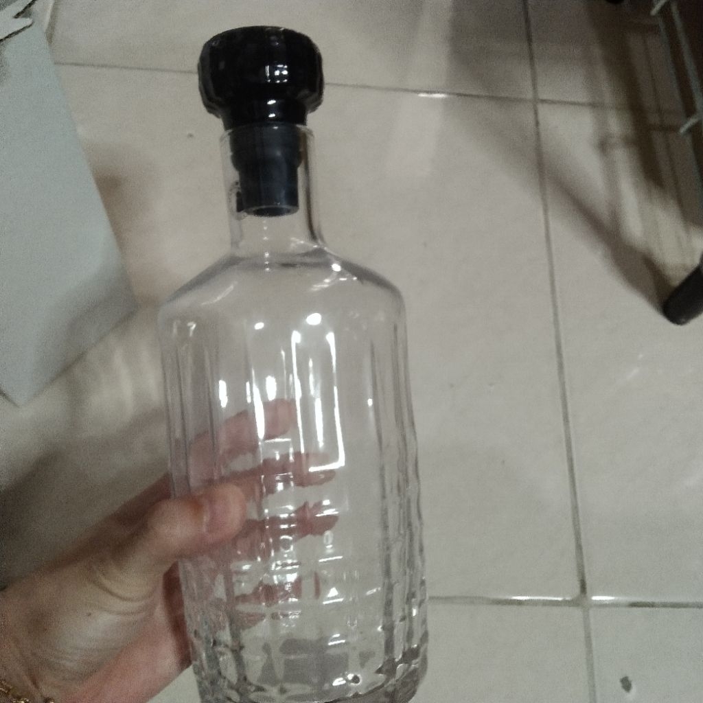 Karafe botol kristal dg sumbat kaca botol wine anggur 1L
