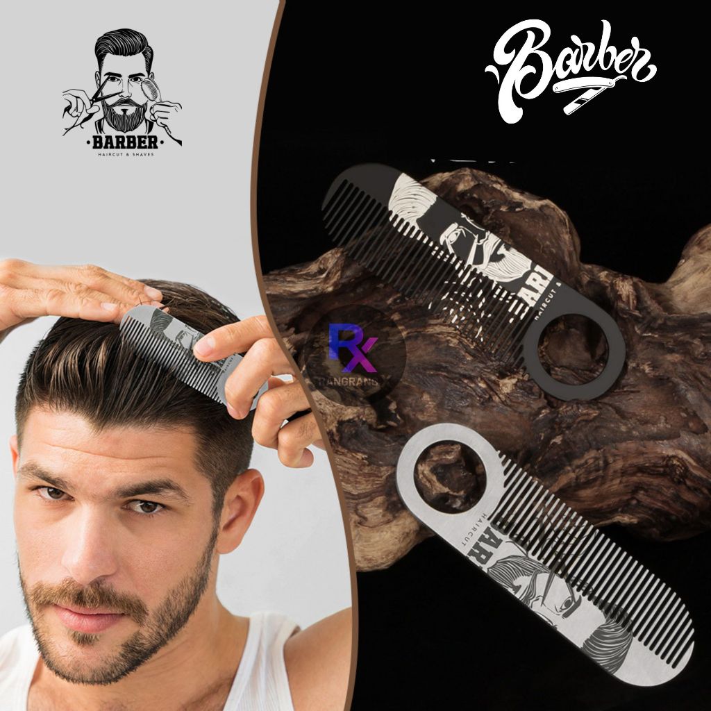 Sisir Rambut Pria Barber Full Metal Premium – Sisir Saku Stainless Steel Anti Patah & Ringan