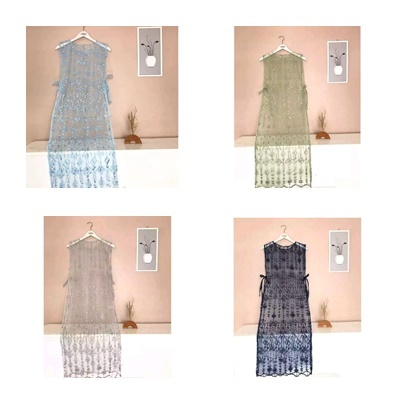 Terbaru Outer Brukat Tille Mutiara Panjang Long Vest Rompi Brukat Tille Luaran Gamis Tanpa Lengan Ca