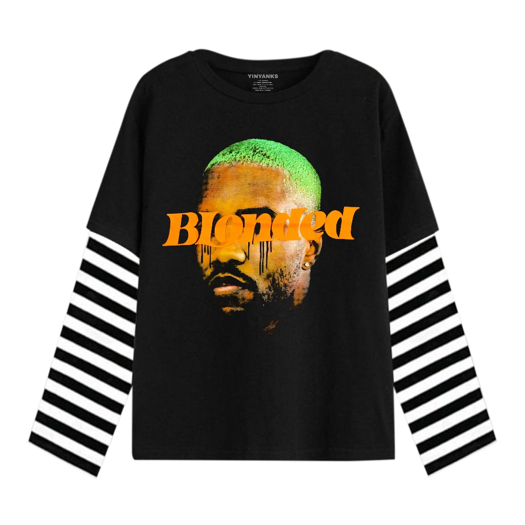 The Wasnas T-shirt Double layer Blonded kaos long sleeve pria wanita unisex