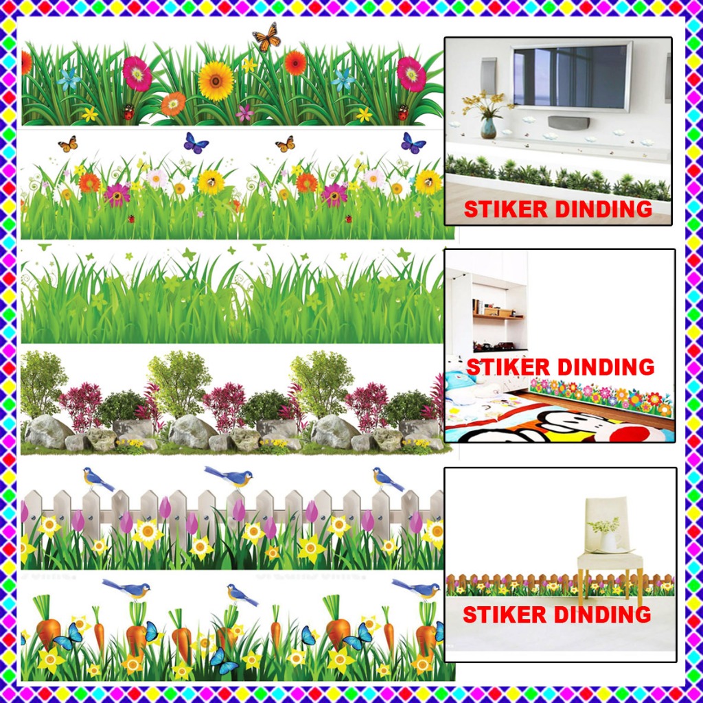 Wall Stiker/Stiker Dinding/Stiker Tranparant/Stiker Motif Rumput/Hias/Pagar