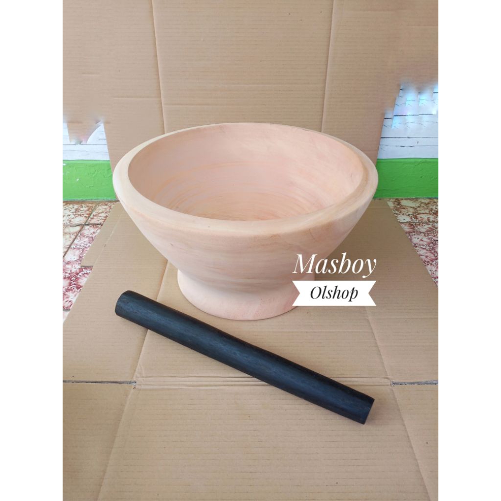 Lumpang Kayu Jumbo 44 cm / Dulang Kayu Jadul / Alu Tumbukan Tradisional / Halu Kayu Aren
