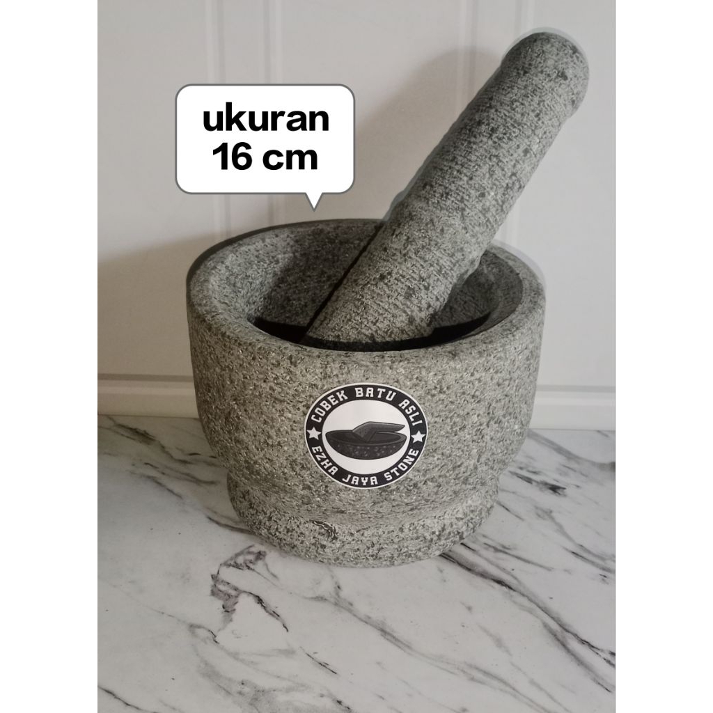 lumpang batu asli ukuran 16 cm bonus Alu