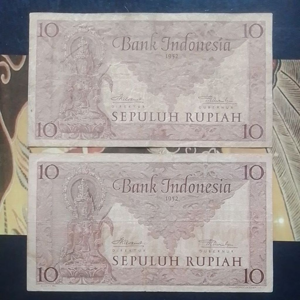 ORIGINAL UANG KUNO 10 RUPIAH BUDAYA TAHUN 1952