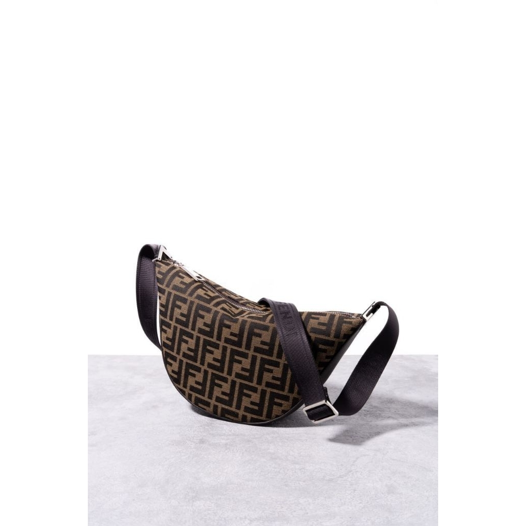 FENDI FF jacquard melon small crescent bag
Brown
