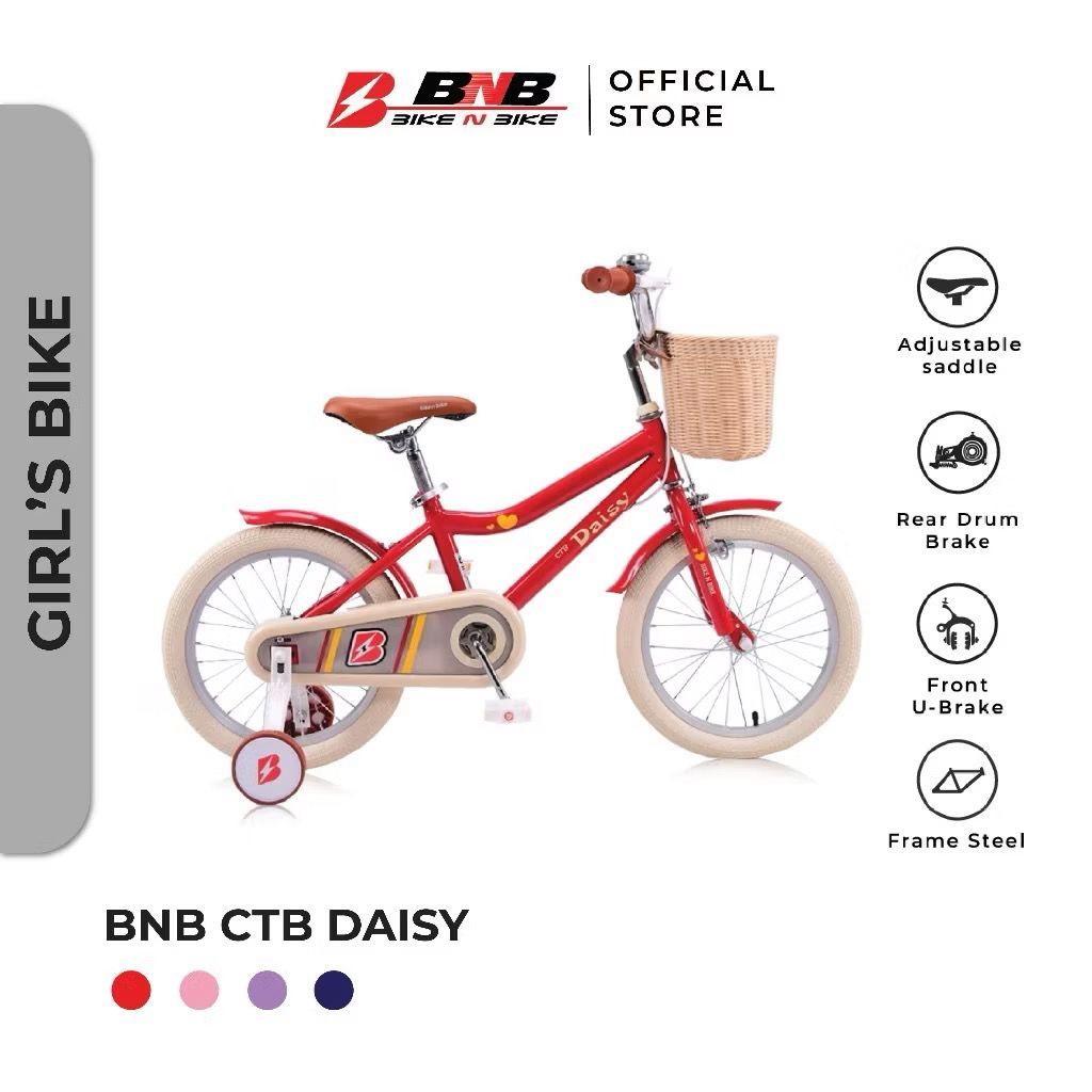 Sepeda Anak Perempuan Usia 3- 9 Tahun CTB Daisy Ukuran 12 16 18 inch